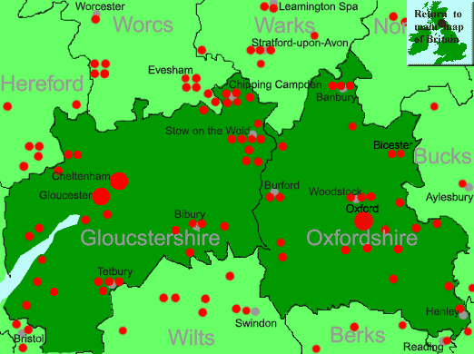 Cotswolds hotels map
