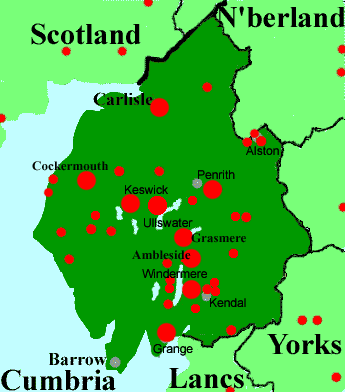 Cumbria Lake District hotels map