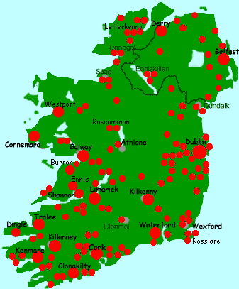 Hotels Ireland map