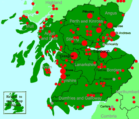 Edinburgh, Glasgow Lowlands Scotland hotels map